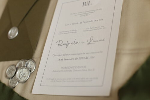 Convite de Casamento, Envelope de Bico Vertical e Lacre Cera