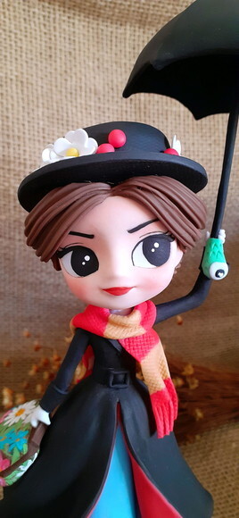 Boneca Mary poppins em biscuit