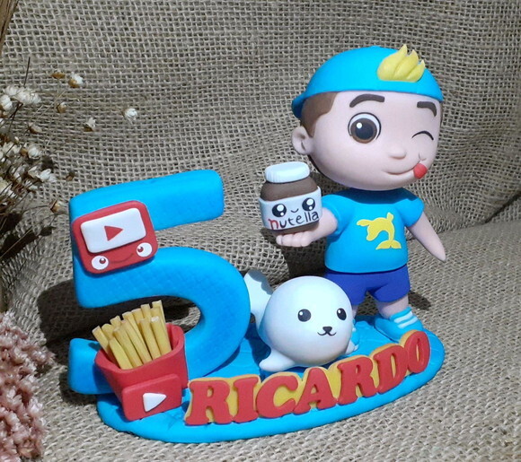 Topo de Bolo Personalizado Luccas Neto- Vela de Aniversário e De