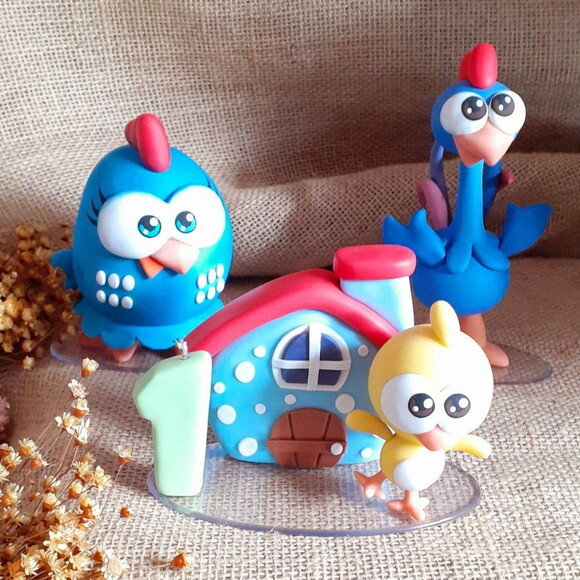 Turma galinha pintadinha mini em biscuit