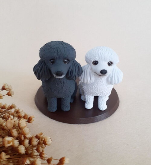 Casal de Miniatura Pet para Bolo de Casamento