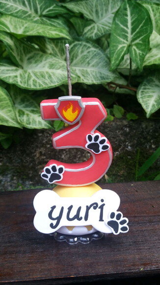 Vela Personalizada com o nome-Tema Patrulha Canina