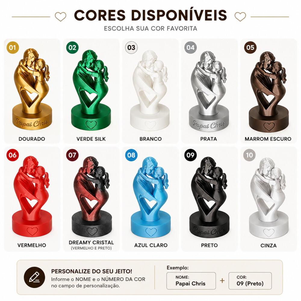 Presente Dia dos Pais | Escultura Pai e Filho(a) Impressa em 3D |