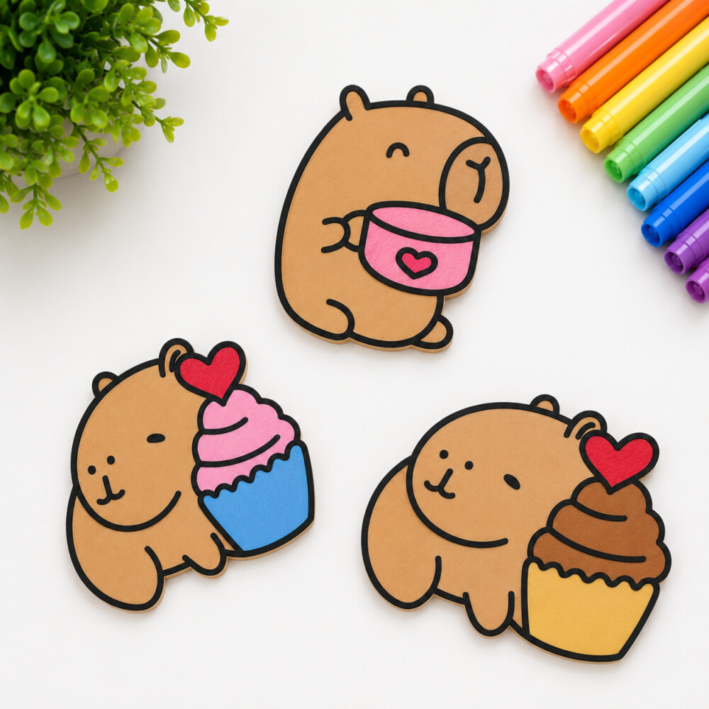 Kit de Pintura Capivara Kawaii 3D - Kit Criativo Infantil