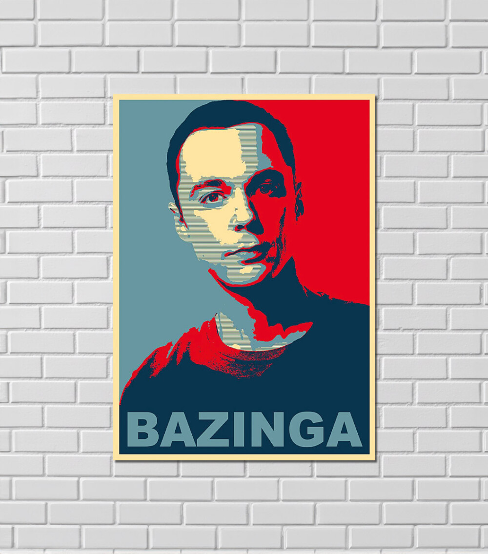 Quadro Decorativo Bazinga Sheldon Big Bang Theory MDF 20x28 Geek