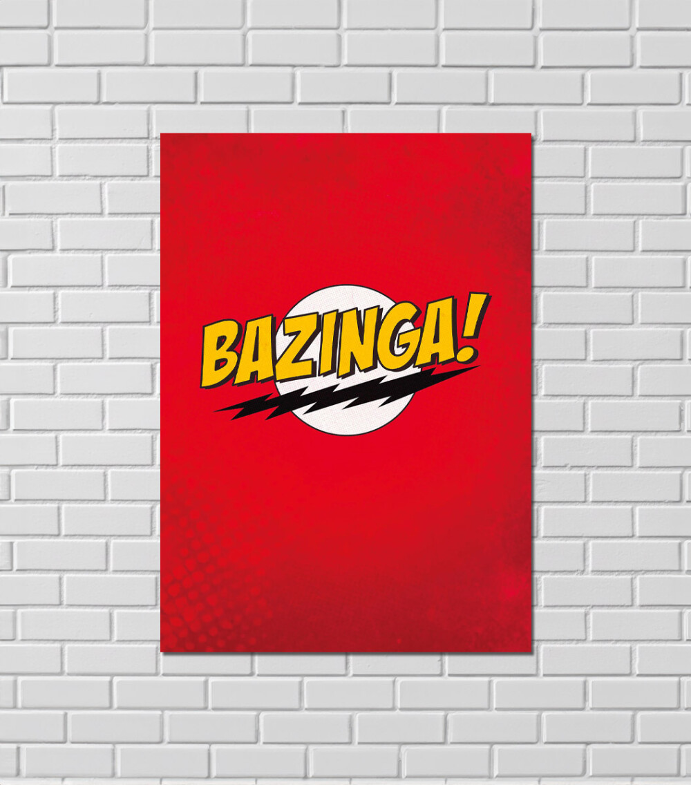 Quadro Decorativo Bazinga Sheldon Big Bang Theory MDF 20x28 Geek