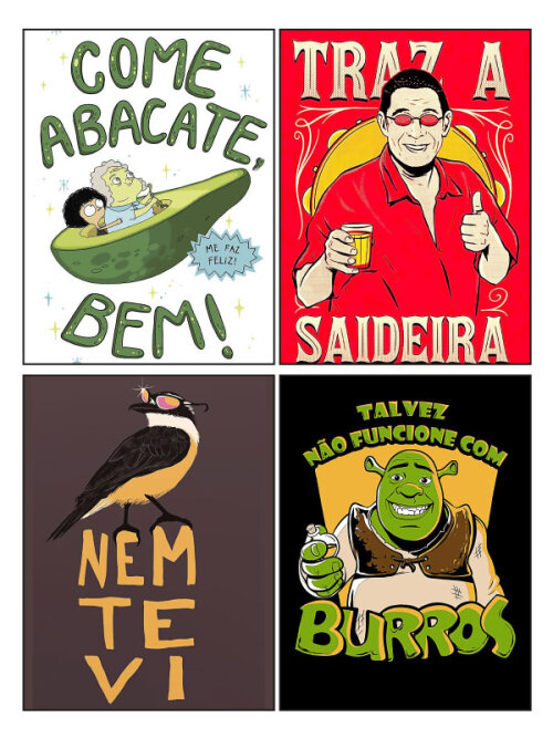QUADRO MDF 20X28CM | HUMOR | COME ABACATE BEM - ZECA PAGODINHO - NEM TE VI - SHREK | Arte Moderna para Ambiente Geek