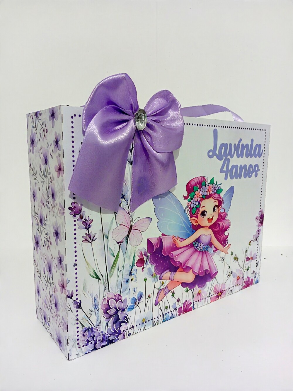 Sacolinha Personalizada Jardim das Fadas com laço - 15 Peças -