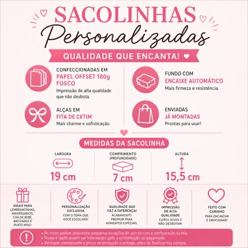Sacolinhas Moranguinho Personalizadas-15 peças-Sacolinha Surpres