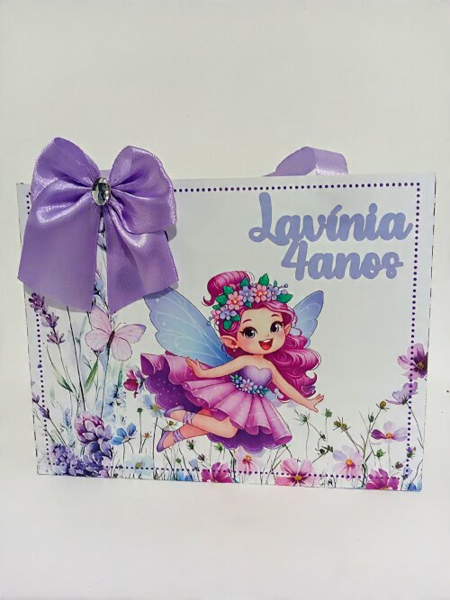 Sacolinha Personalizada Jardim das Fadas com laço - 30 Peças - Sacolinha Surpresa Jardim das Fadas