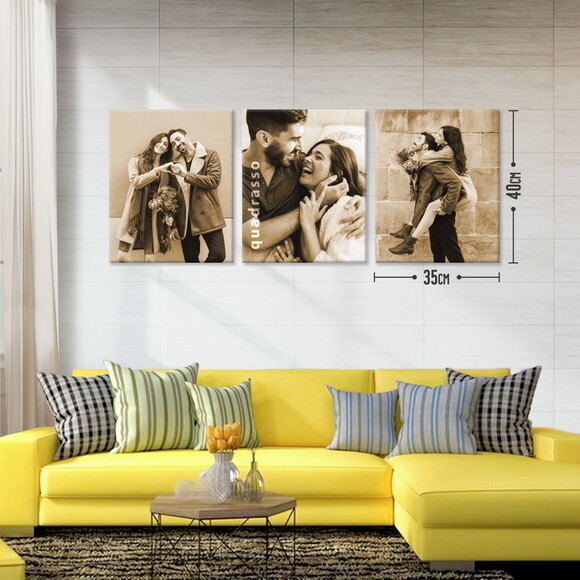Kit 3 Quadros 40x35cm Personalizado com Foto em Lona