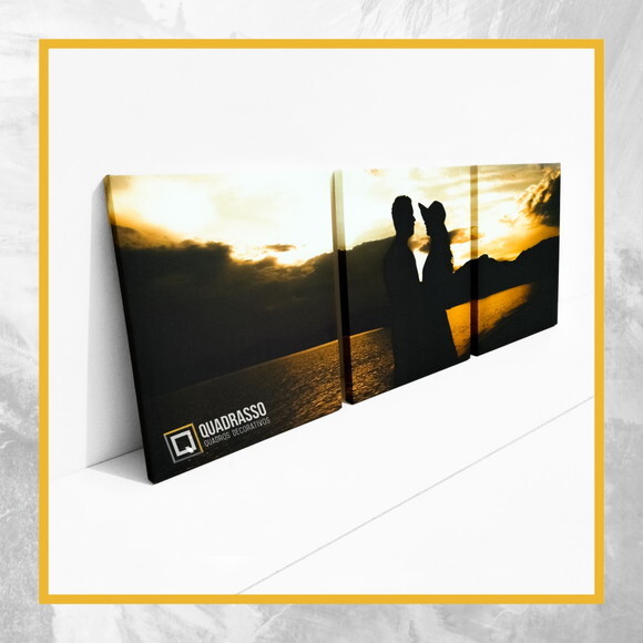 Kit 3 Quadros 40x35cm Personalizado com Foto em Lona