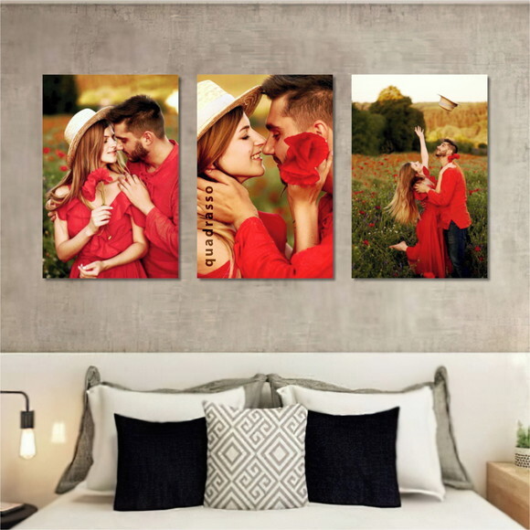 Kit 3 Quadros 60x35cm Borda Infinita Personalizados com Foto