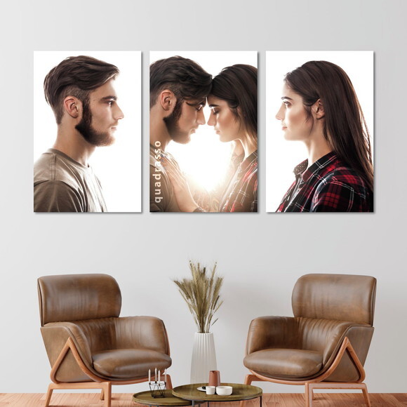 Kit 3 Quadros 60x40cm Personalizados Tecido Borda Infinita