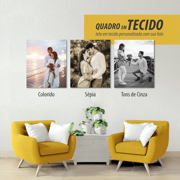 Kit 6 Quadros Decorativo com Foto em Tecido 60x60cm