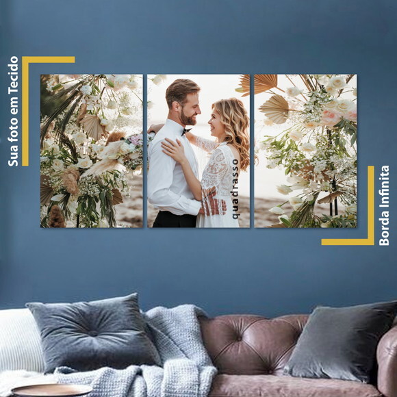 Quadro Decorativo 124x60 Personalizado Borda Infinita Tecido