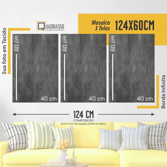 Quadro Decorativo 124x60 Personalizado Borda Infinita Tecido