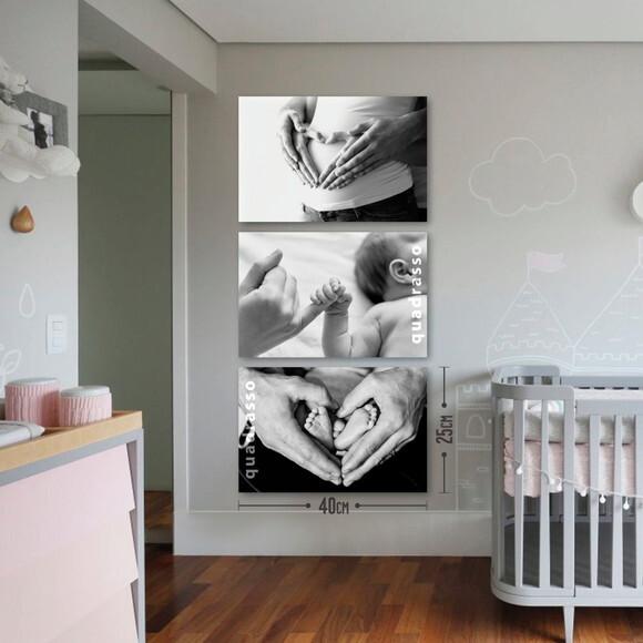 Quadro Decorativo 40x25cm Kit 3telas em Tecido Personalizado