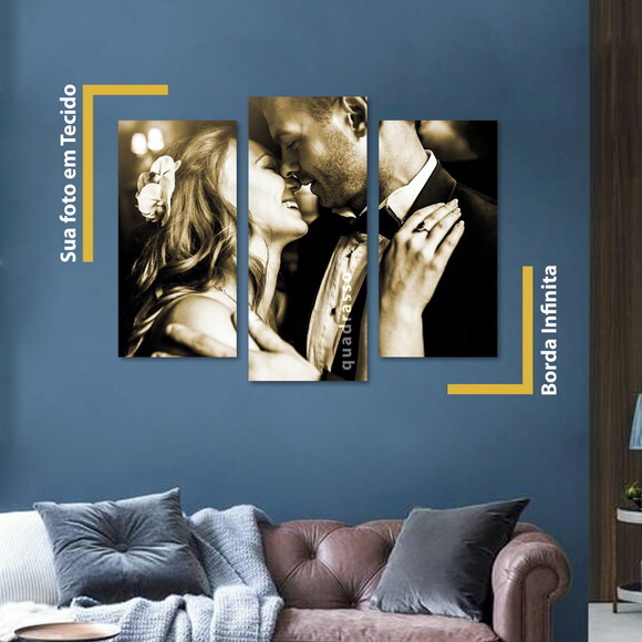 Quadro Decorativo 79x60cm Personalizado Mosaico em Tecido