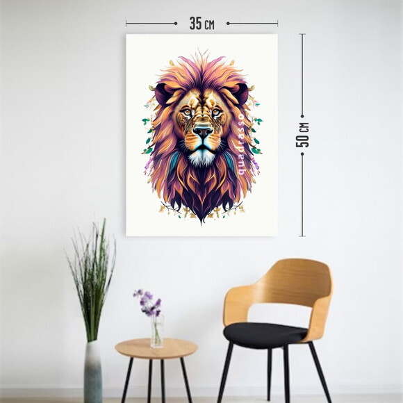 Quadro Decorativo Leão em Tecido 50x35cm