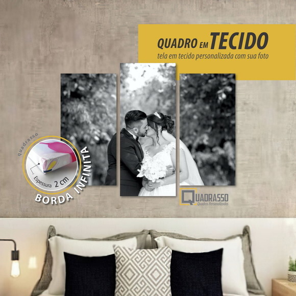 Quadro Personalizado 94x60cm Mosaico com Foto em Tecido