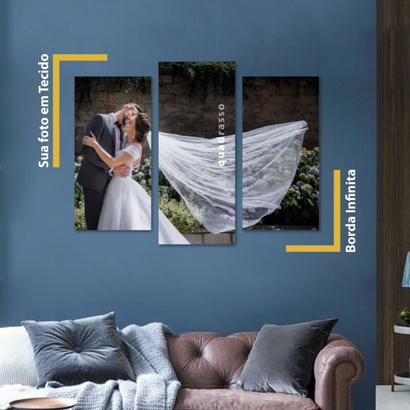 Quadro Personalizado 94x60cm Mosaico com Foto em Tecido