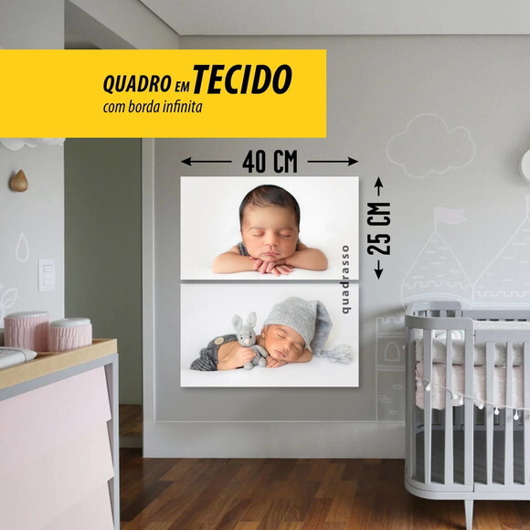 Quadro Personalizado em Tecido 40x25cm, Sala Quarto de Bebe