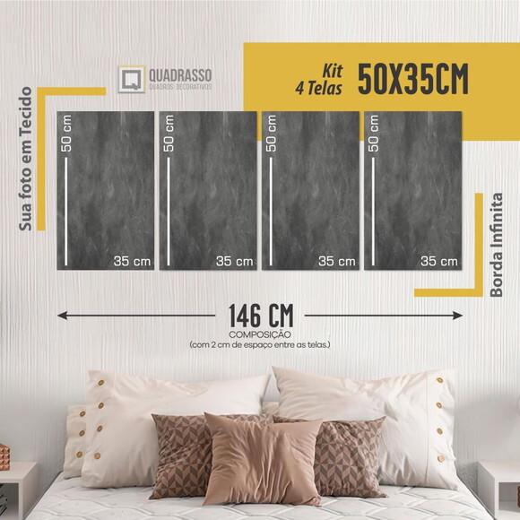 Quadros Decorativos 50x35cm Kit 4 Telas Quadro Personalizado