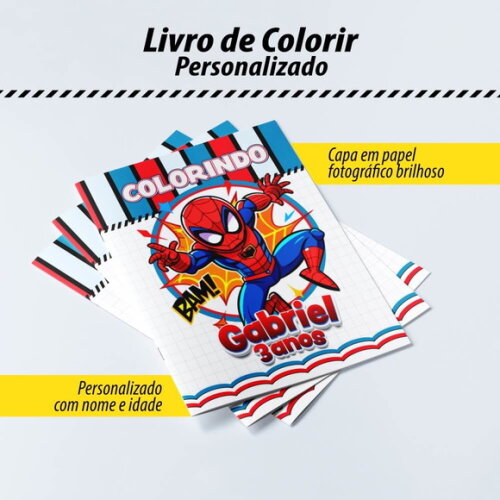 Kit 10 Livro de Colorir Homem Aranha Personalizado 20x14