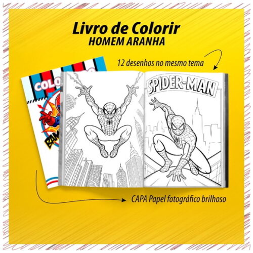 Kit 10 Livro de Colorir Homem Aranha Personalizado 20x14