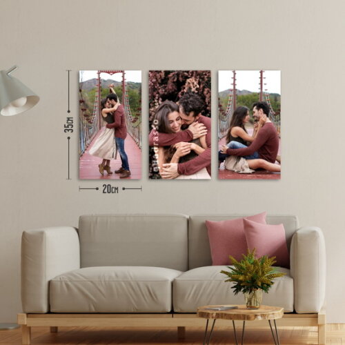 Kit 3 Quadros 35x20cm em Tecido Personalizado com Sua Foto