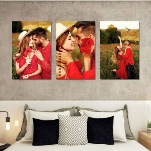 Kit 3 Quadros 60x35cm Borda Infinita Personalizados com Foto