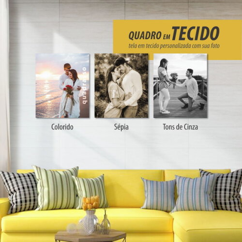 Kit 3 Quadros 60x35cm Borda Infinita Personalizados com Foto