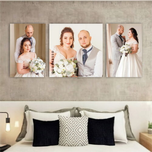 Kit 3 Quadros Personalizados Tela Em Tecido 144x60 Cm