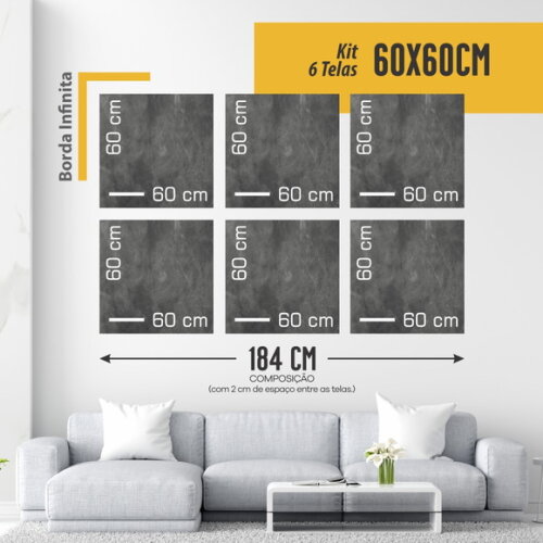 Kit 6 Quadros Decorativo com Foto em Tecido 60x60cm