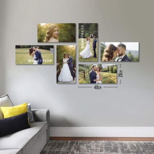 Kit 6 Quadros Decorativos com Foto 40x20cm Borda Infinita