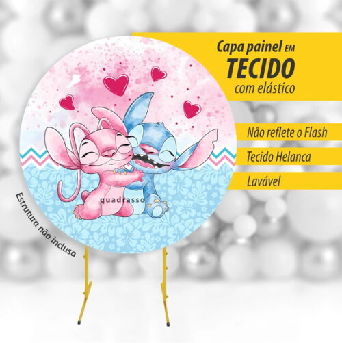 Painel Redondo Stitch - Capa 150cm em Tecido com Elástico