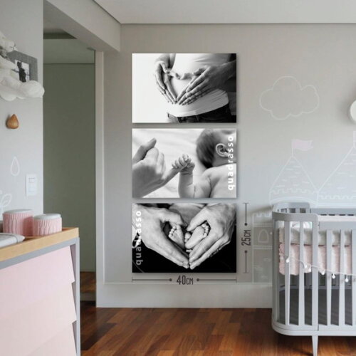 Quadro Decorativo 40x25cm Kit 3telas em Tecido Personalizado