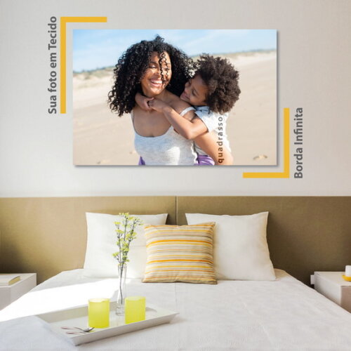 Quadro Decorativo 90x60cm em Tecido Personalizado com Foto