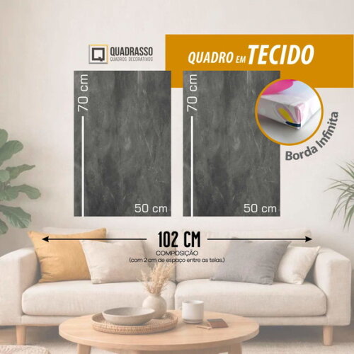 Quadro Decorativo Abstrato com Flor Dourado e Prata 70x50cm