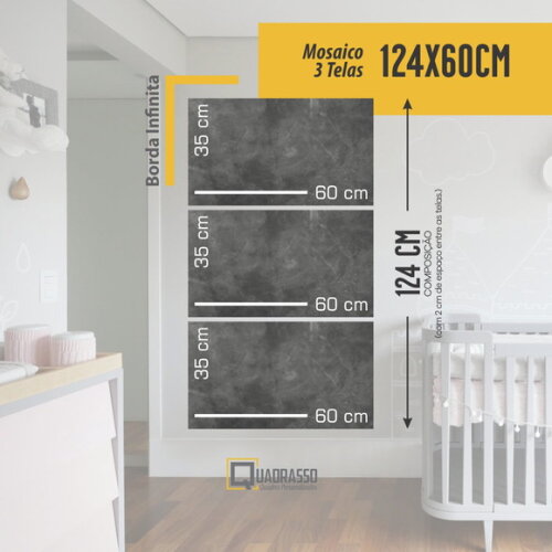 Quadro Decorativo Personalizado Mosaico 124x60cm em Tecido