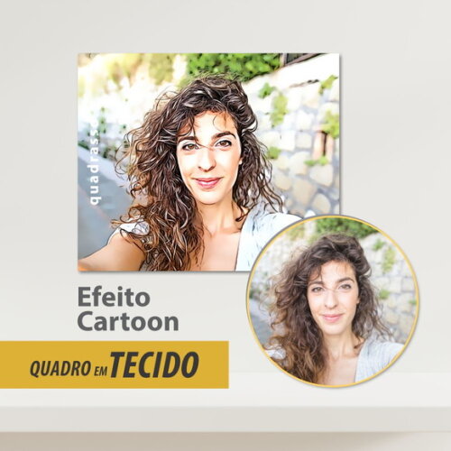 Quadro Decorativo Sua Foto em Cartoon 30x25 Foto em Tecido