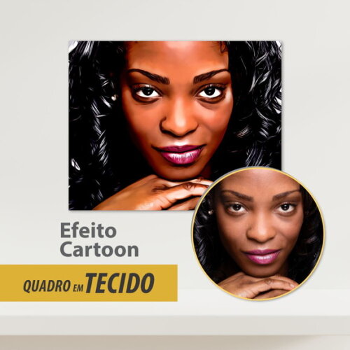 Quadro Decorativo Sua Foto em Cartoon 30x25 Foto em Tecido