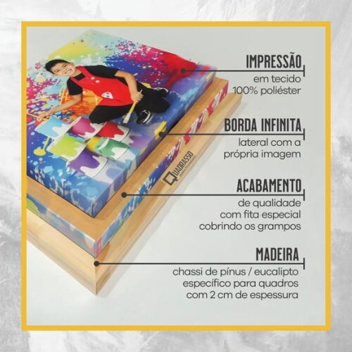 Quadro Mosaico 90x60cm Personalizado com Foto Tela em Tecido