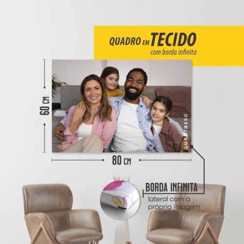Quadro Personalizado 80x60cm Sua Foto em Tecido