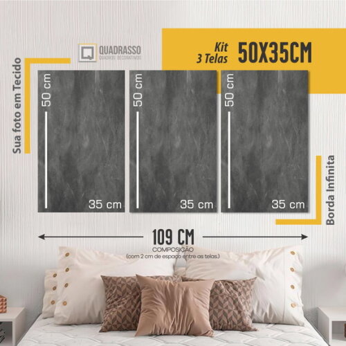Quadros Decorativos 50x35cm Kit 3 Telas Quadro Personalizado