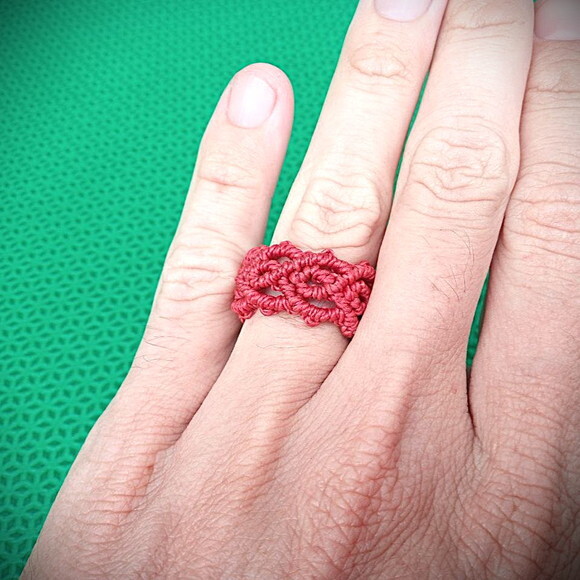 Anel de Macramê Vermelho, Artesanal