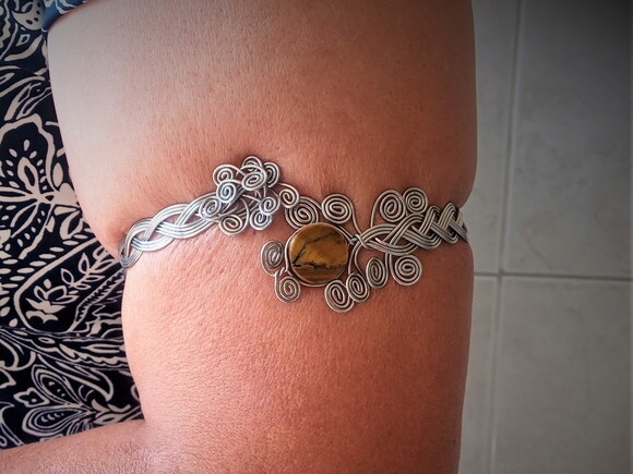 Bracelete de Aço Inox com Olho de Tigre
