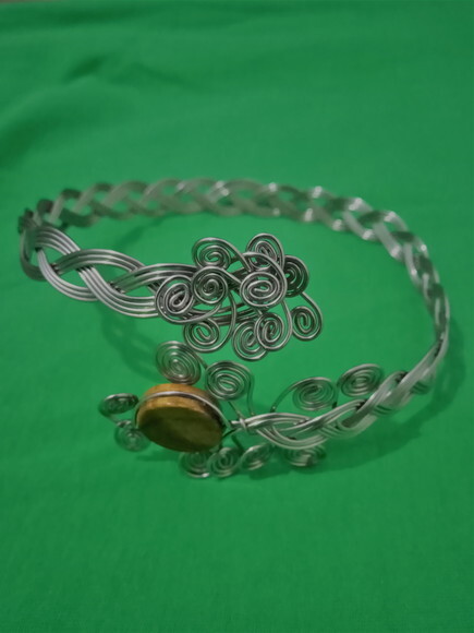 Bracelete de Aço Inox com Olho de Tigre