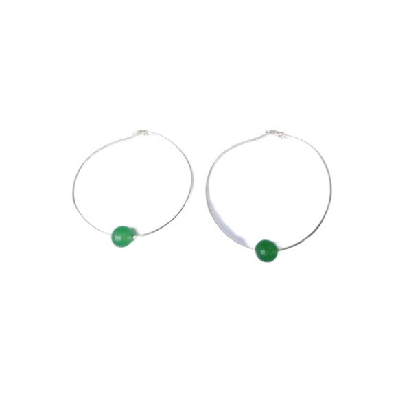 Brinco Argola Prata 950 com Quartzo Verde